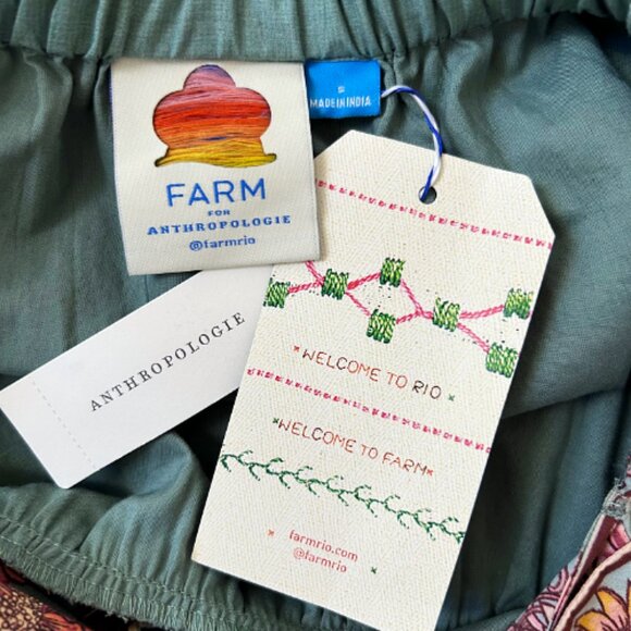 NWT Farm Rio Anthropologie Puff-Sleeve Square-Neck Romper Green S Floral Boho - Picture 4 of 15